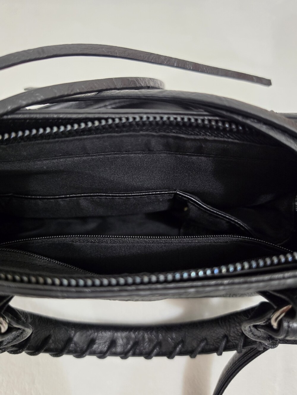 Faux Leather Mini Y2K Silver Studded Crossbody Bag with Long Tassels in Black - Picture 9 of 13